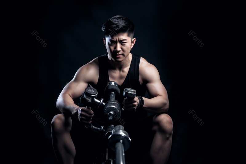 坐着练哑铃的运动男模特实拍摄影图,高清,摄影图,摄影图片,图片大全,摄影图免费下载